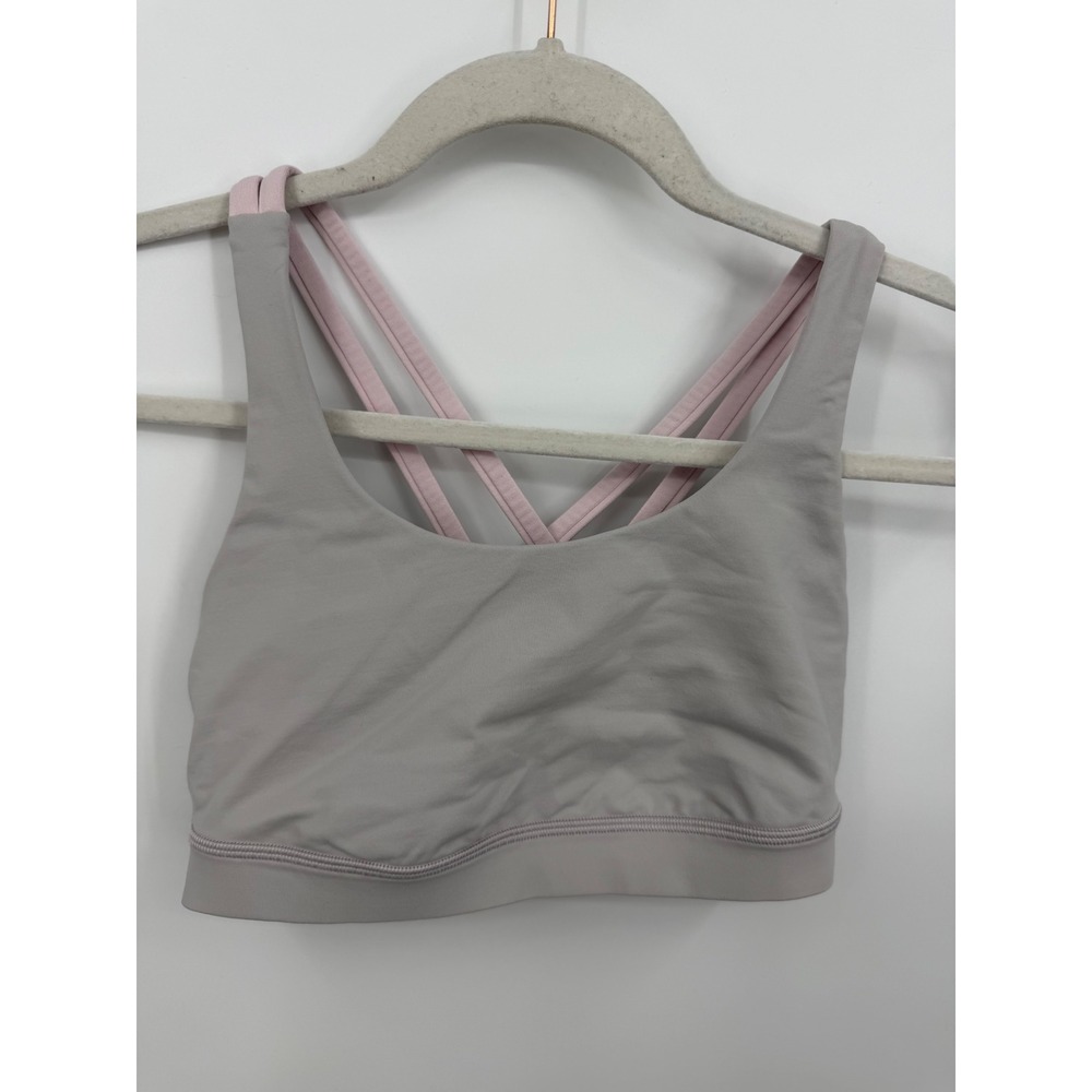 lululemon athletica Light Gray and Pale Pink Strappy Sports Bra